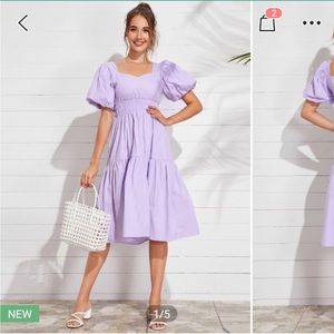 ✨FINAL SALE✨Light purple MIDI puff sleeve dress